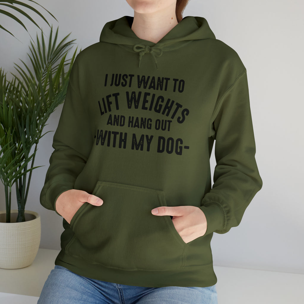 Lift Weights & Hang Out With My Dog  - Dark Logo  - Unisex Heavy Blend Hooded Sweatshirt