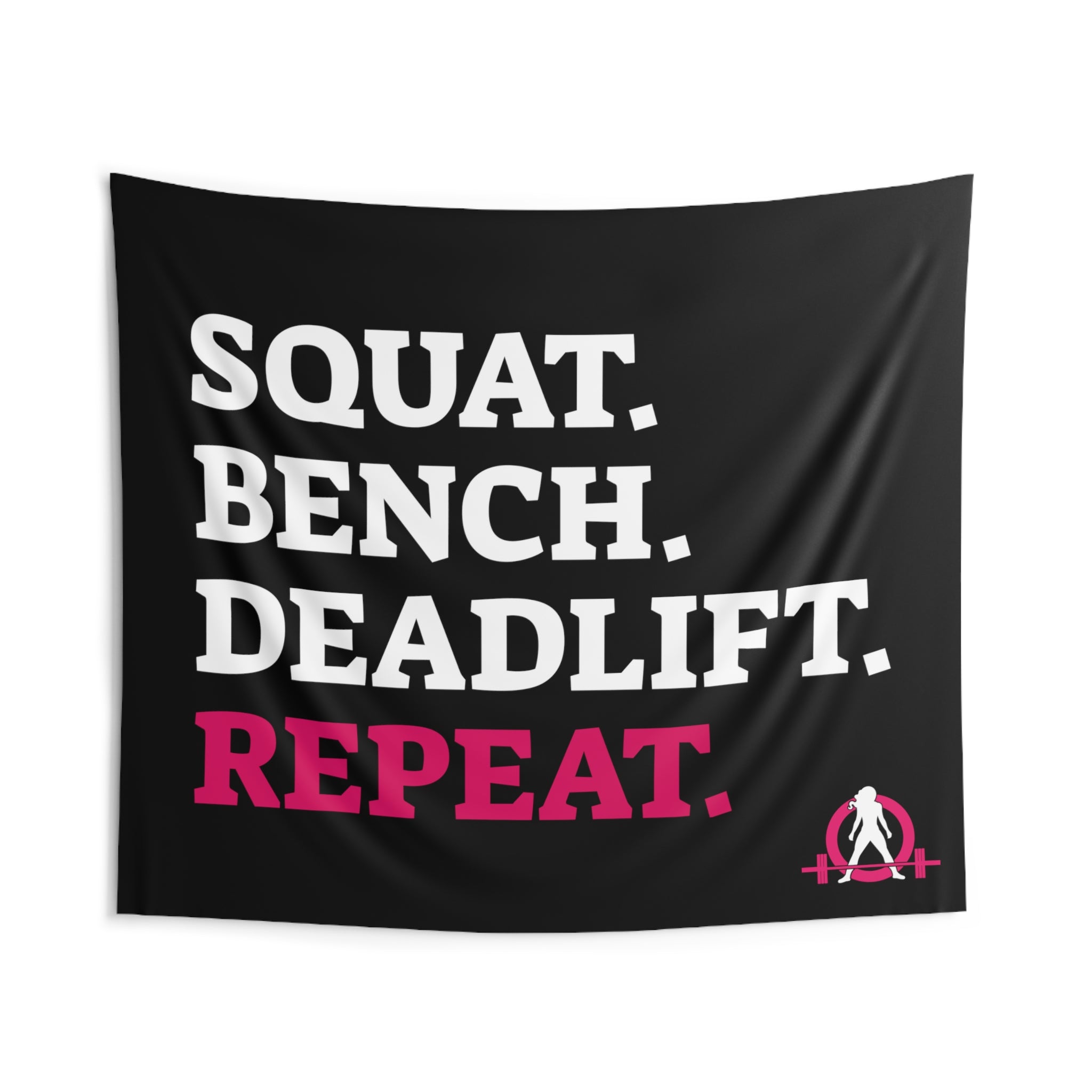 Squat Bench Deadlift Repeat - Indoor Wall Tapestries - Black
