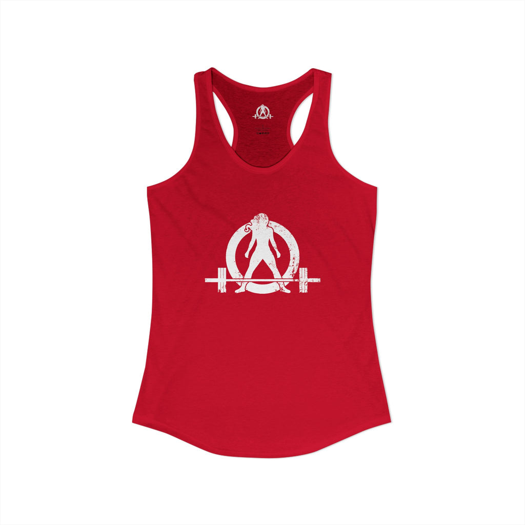 I Could Squat You - Women's Ideal Racerback Tank - White Logo Front & Back