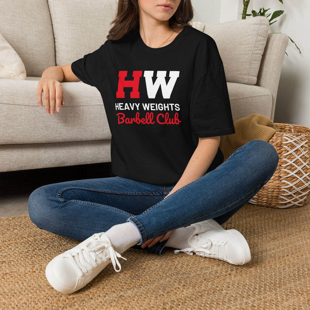 Heavy Weights Barbell Club  - Unisex Softstyle T-Shirt - Black Logo - Plain Back