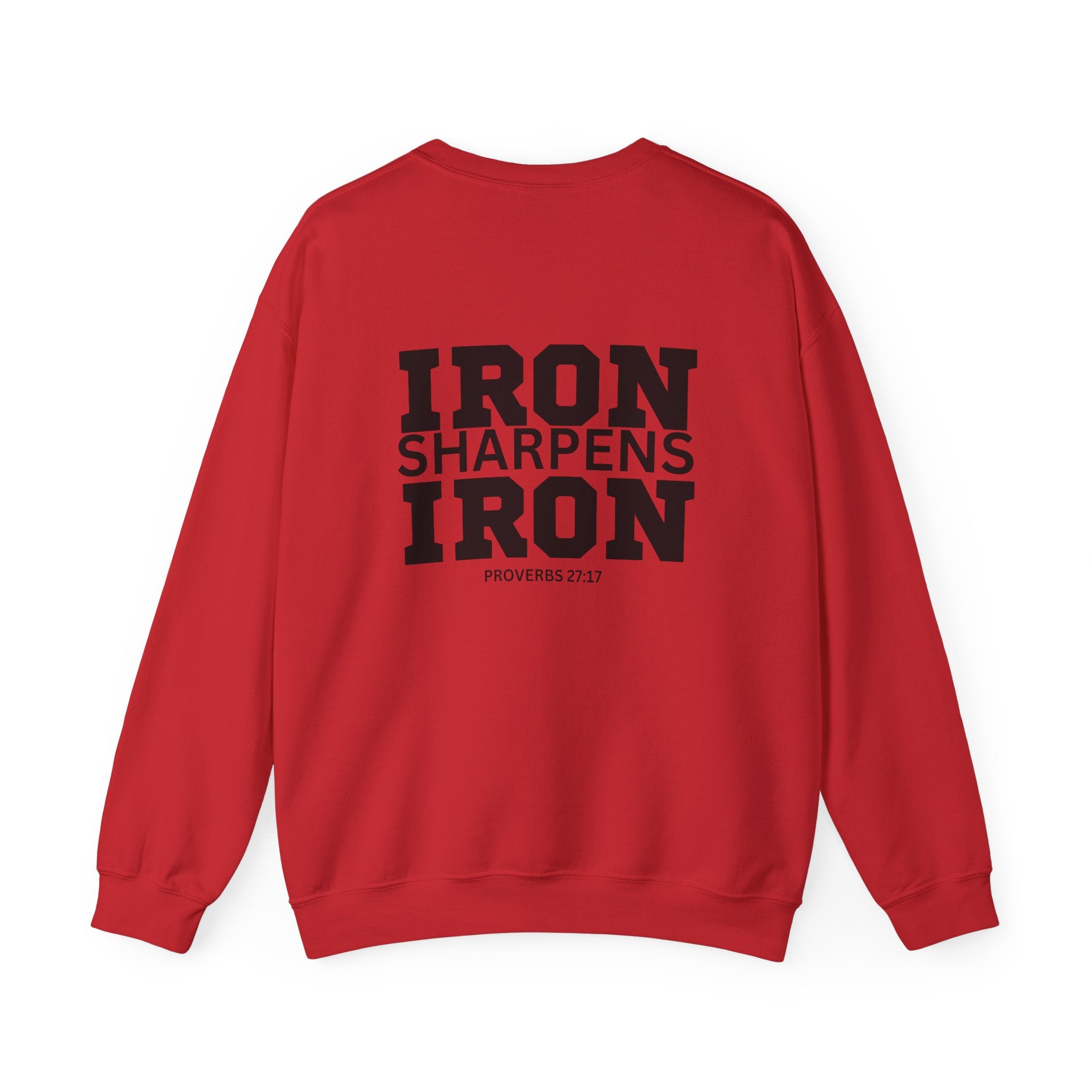 Iron Sharpens Iron - Unisex Heavy Blend™ Crewneck Sweatshirt - Front Black Logo - Front & Back Print