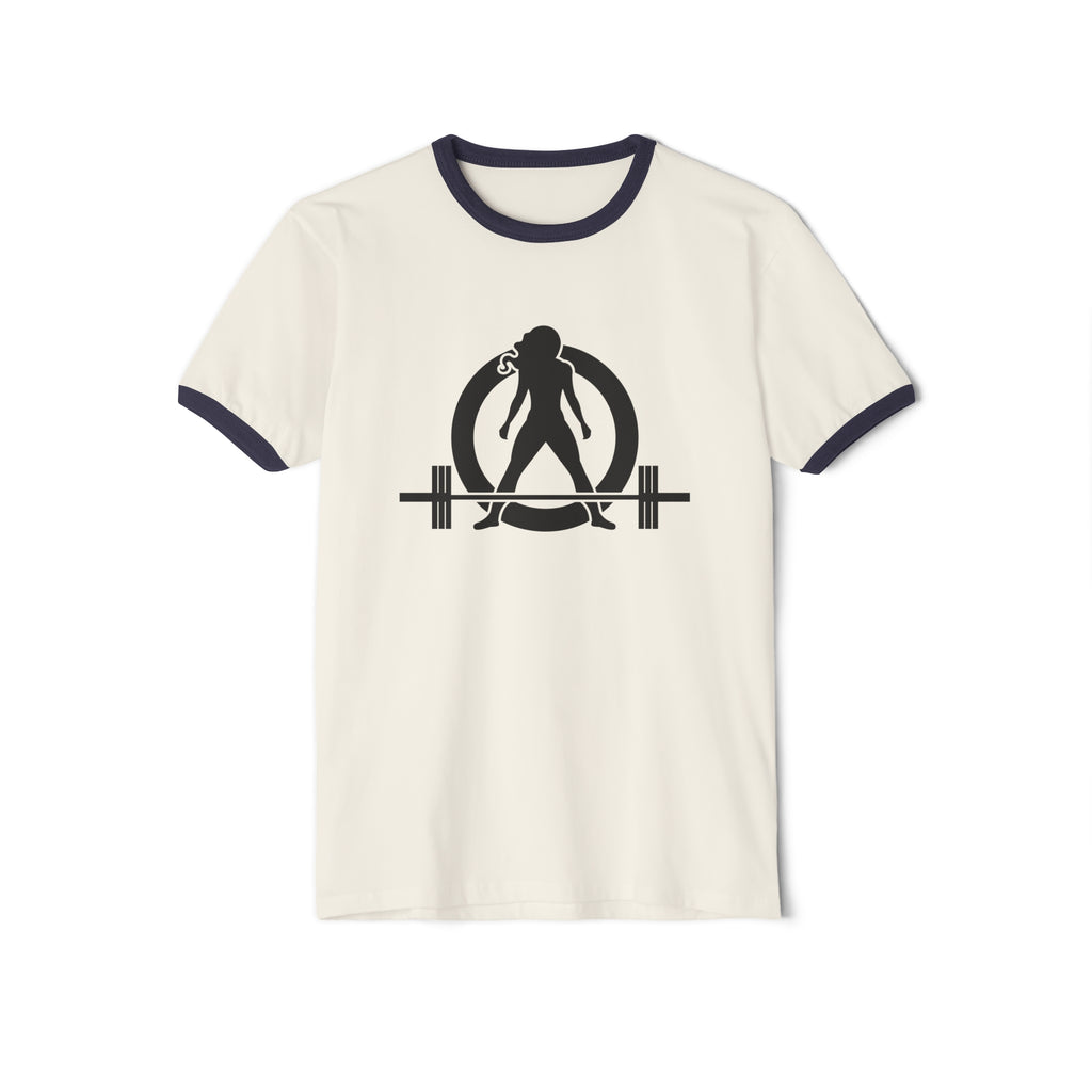 Kick Your Ass - Unisex Cotton Ringer T-Shirt - Black Classic Logo Front & Back