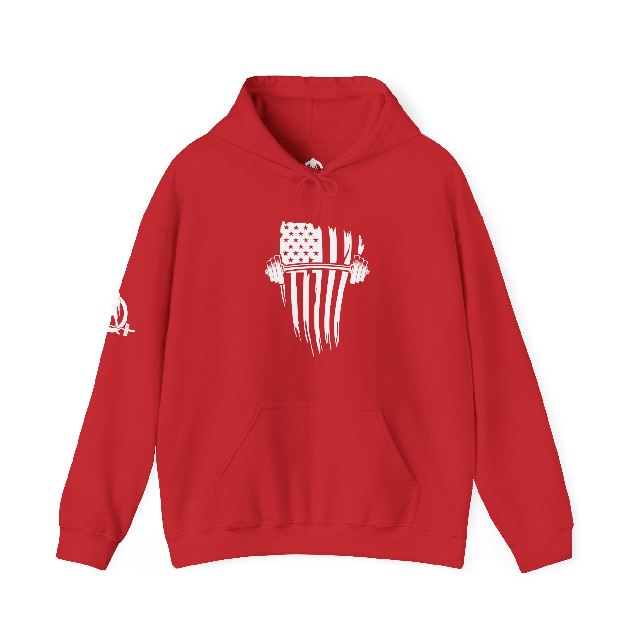 USA Barbell - Unisex Heavy Blend Hooded Sweatshirt  - Front White Logo