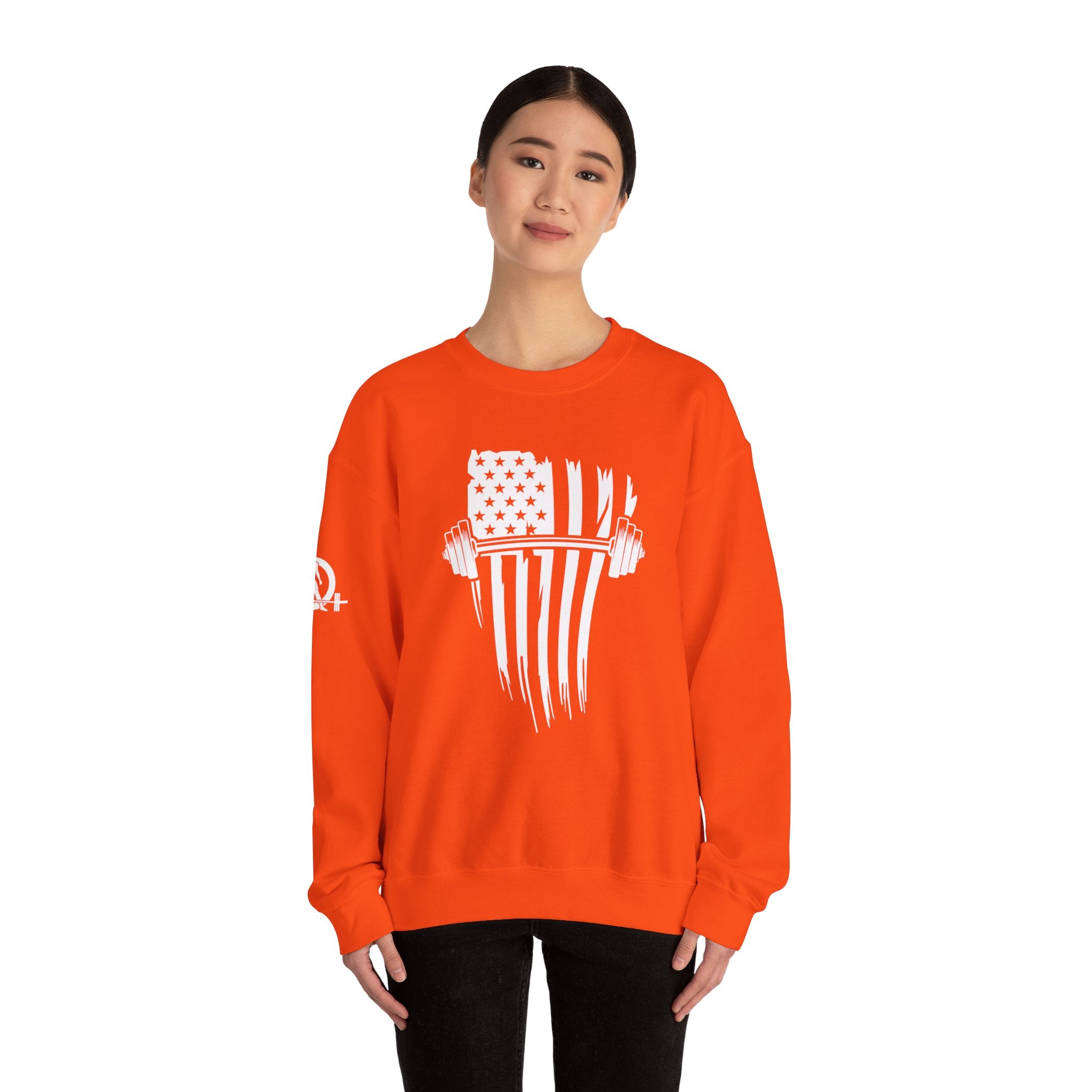 USA Barbell - Unisex Heavy Blend™ Crewneck Sweatshirt - White Logo