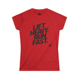 Lift Heavy Run Fast - Women's Softstyle Tee - Black Front Logo