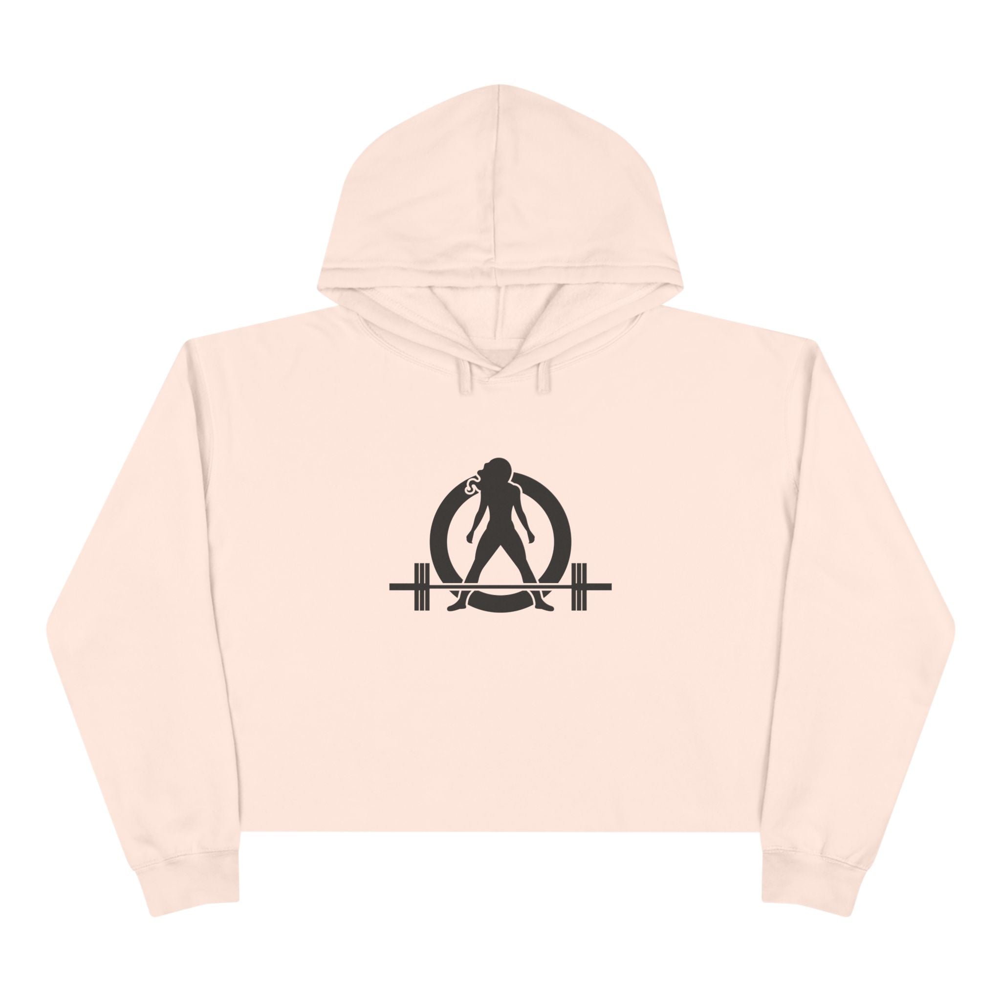 Empowered Crop Hoodie – For Strong Women Who Lift - Black Classic Logo