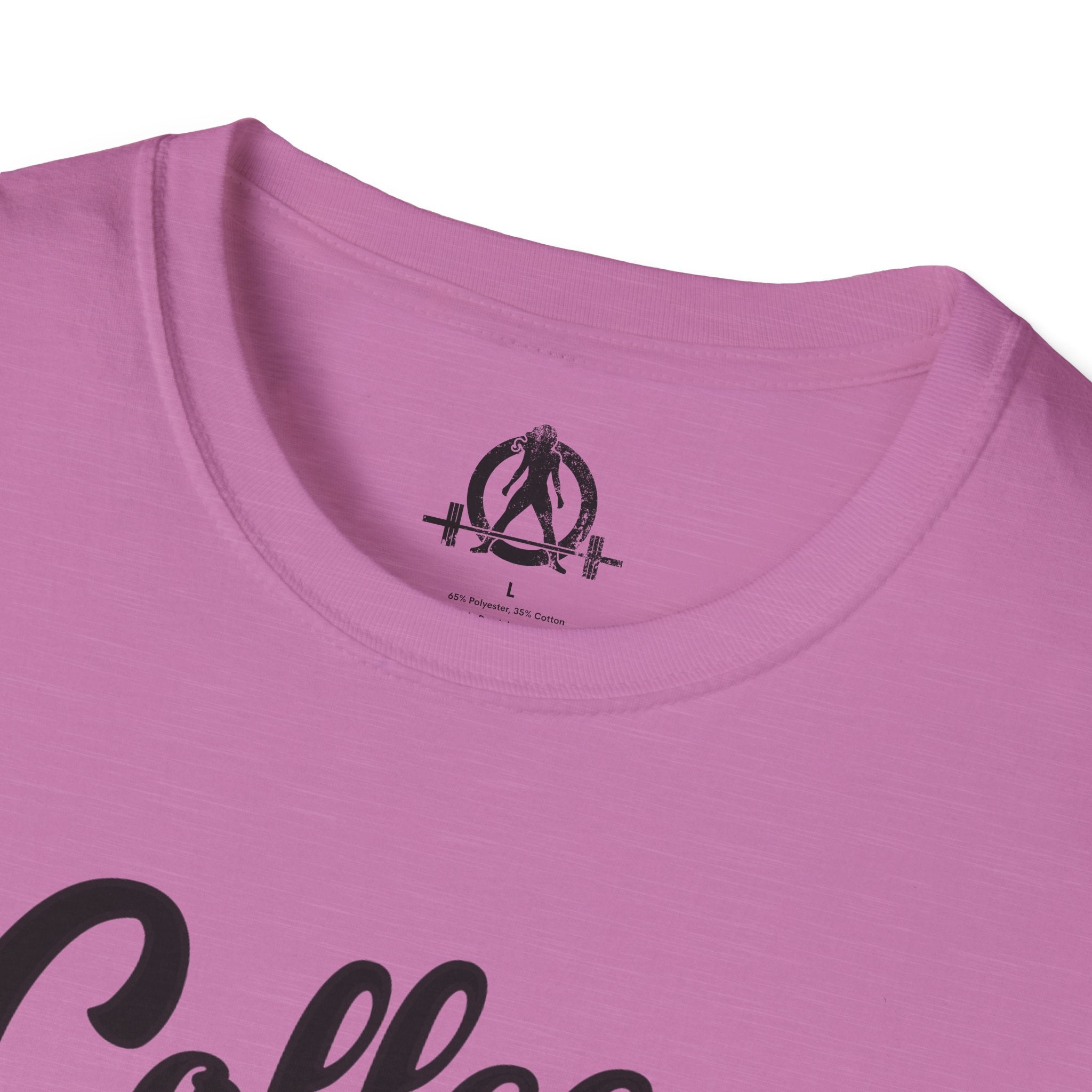 Coffee & Barbells - Unisex Softstyle T-Shirt - Black Print on Front Plain Back