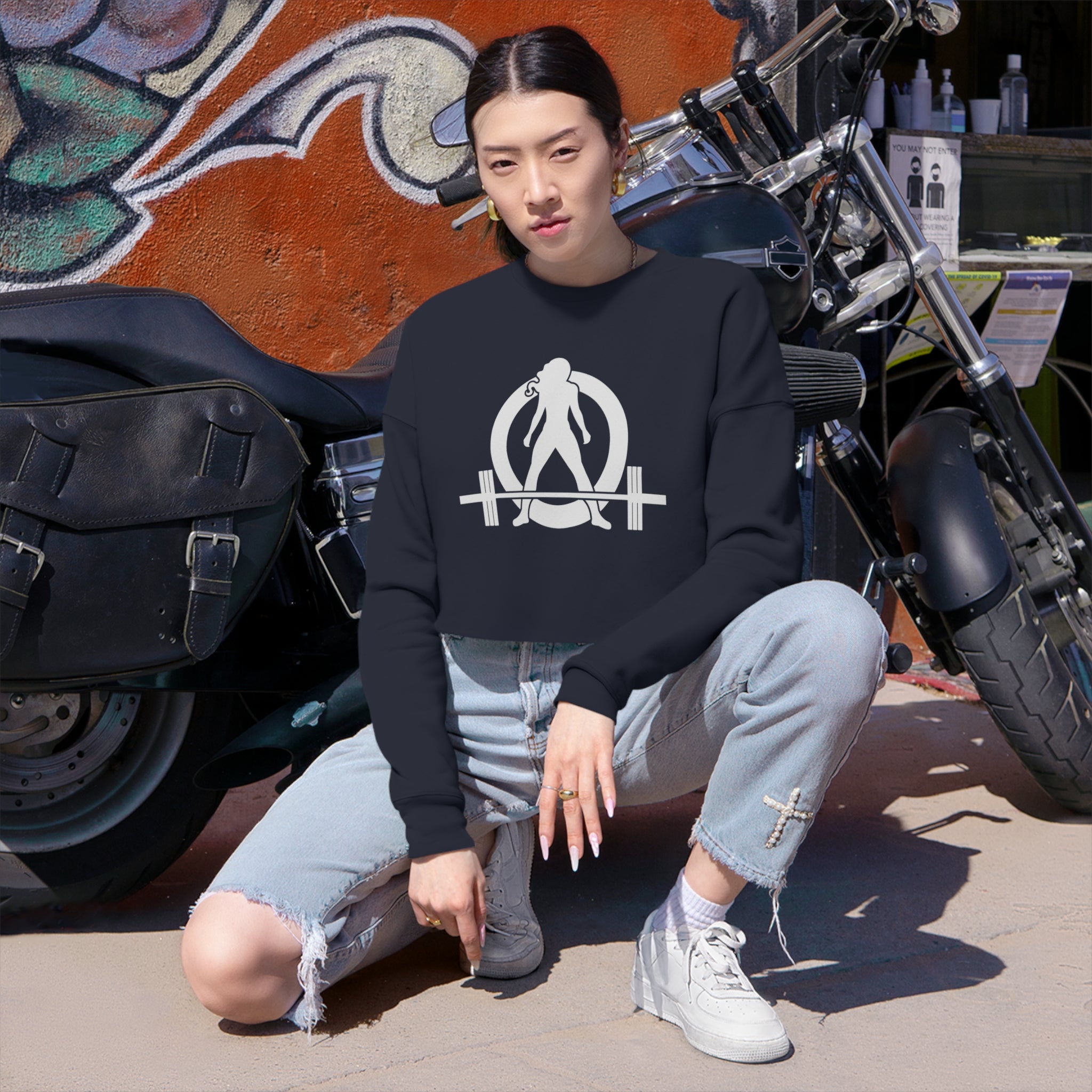 Women's Cropped Sweatshirt - White Original Logo