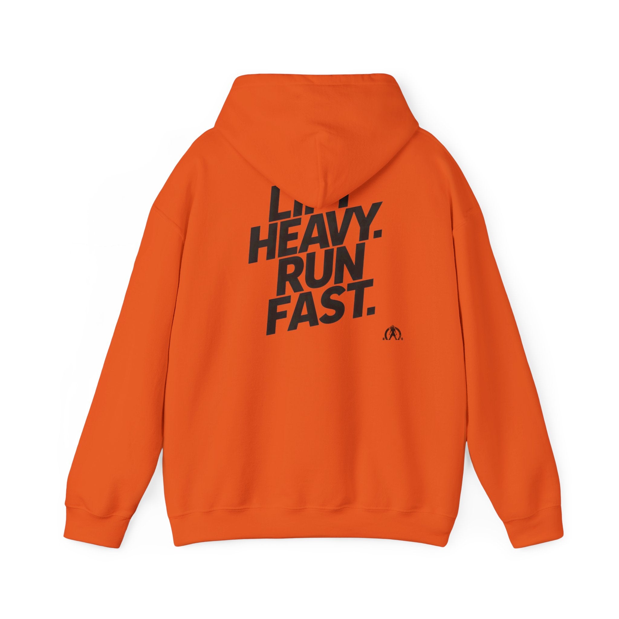 Lift Heavy Run Fast - Unisex Heavy Blend Hooded Sweatshirt  - Front & Back Black Logo