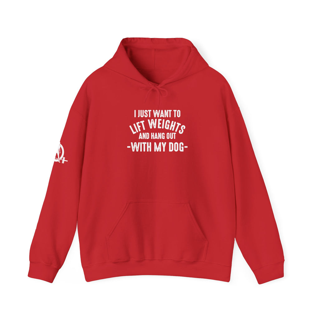 Lift Weights & Hang Out With My Dog  - White Logo  - Unisex Heavy Blend Hooded Sweatshirt