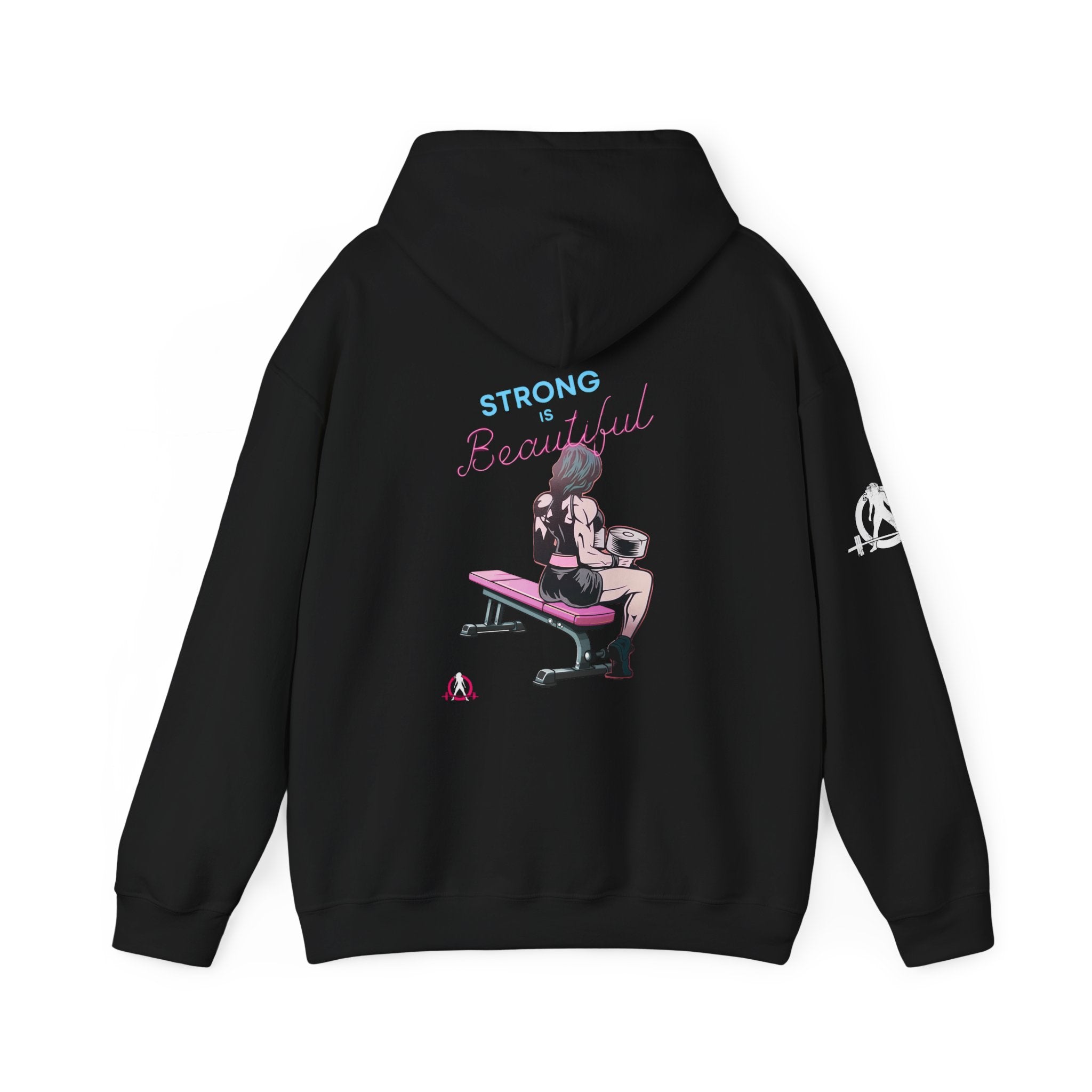 Strong Her Cartoon - Unisex Heavy Blend Hooded Sweatshirt - Logo on Back & Right Sleeve