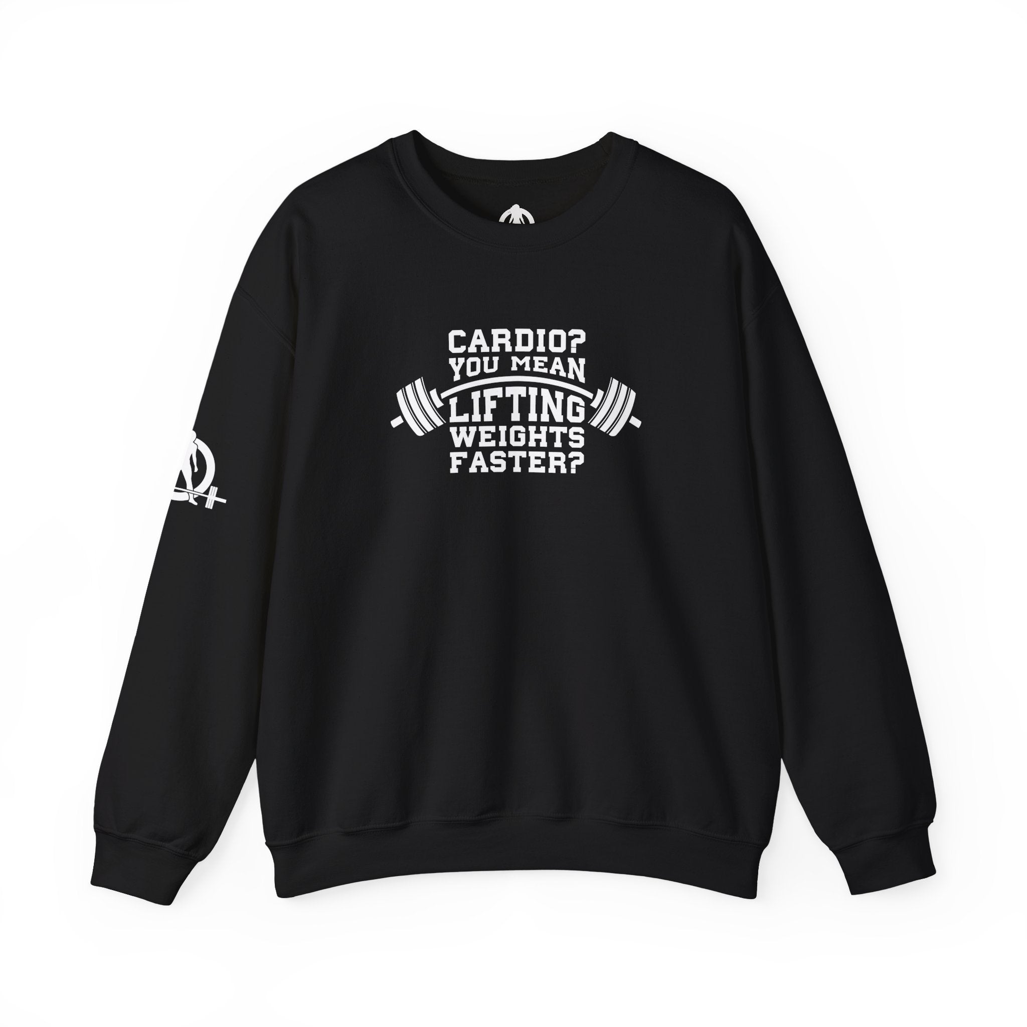 Cardio?  Lift Weights Faster - Unisex Heavy Blend™ Crewneck Sweatshirt - Front  Logo