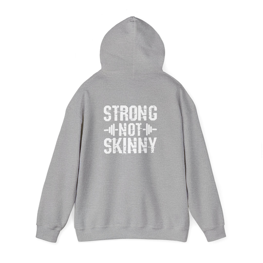 Strong Not Skinny - Unisex Heavy Blend Hooded Sweatshirt - White Distressed Logo