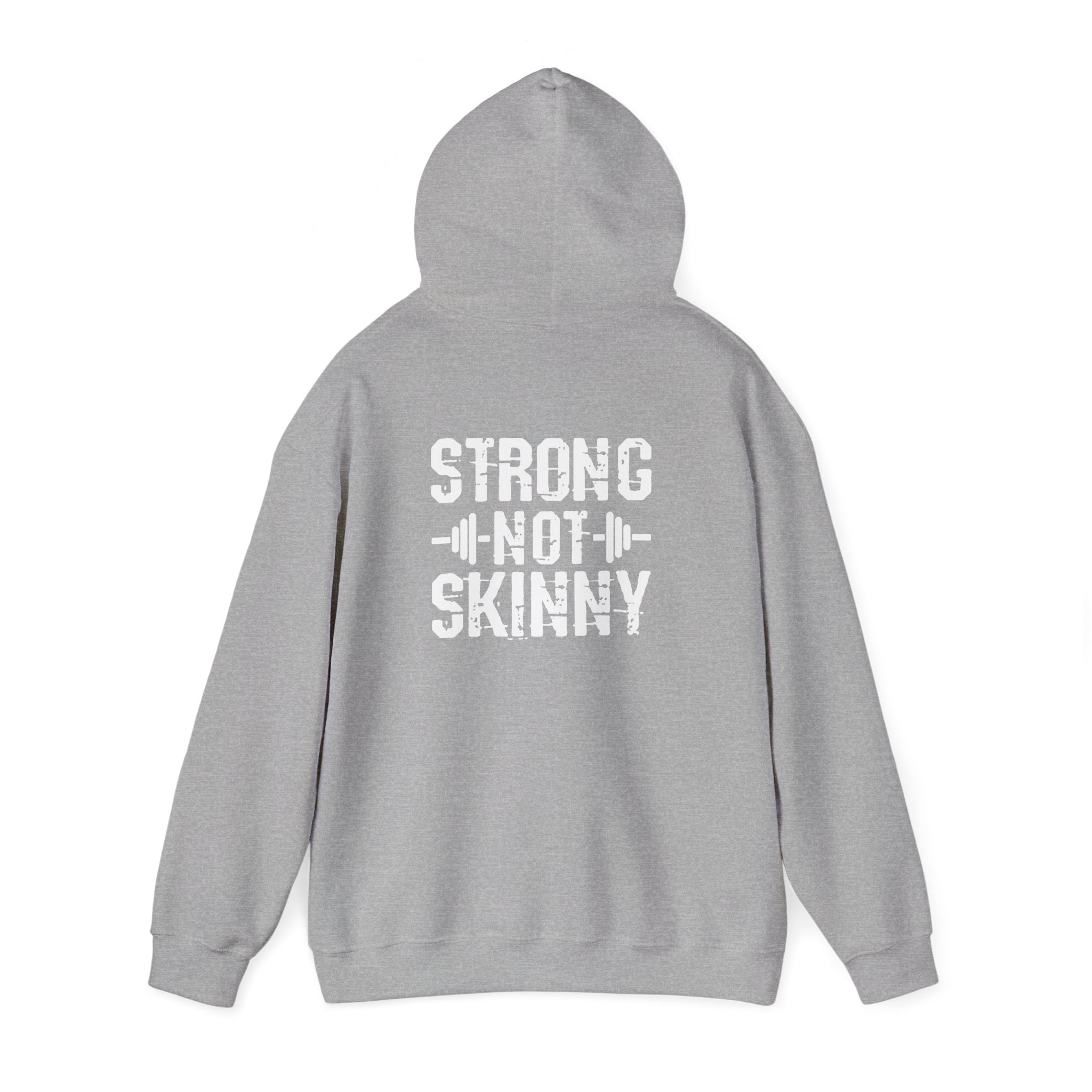 Strong Not Skinny - Unisex Heavy Blend Hooded Sweatshirt - White Distressed Logo