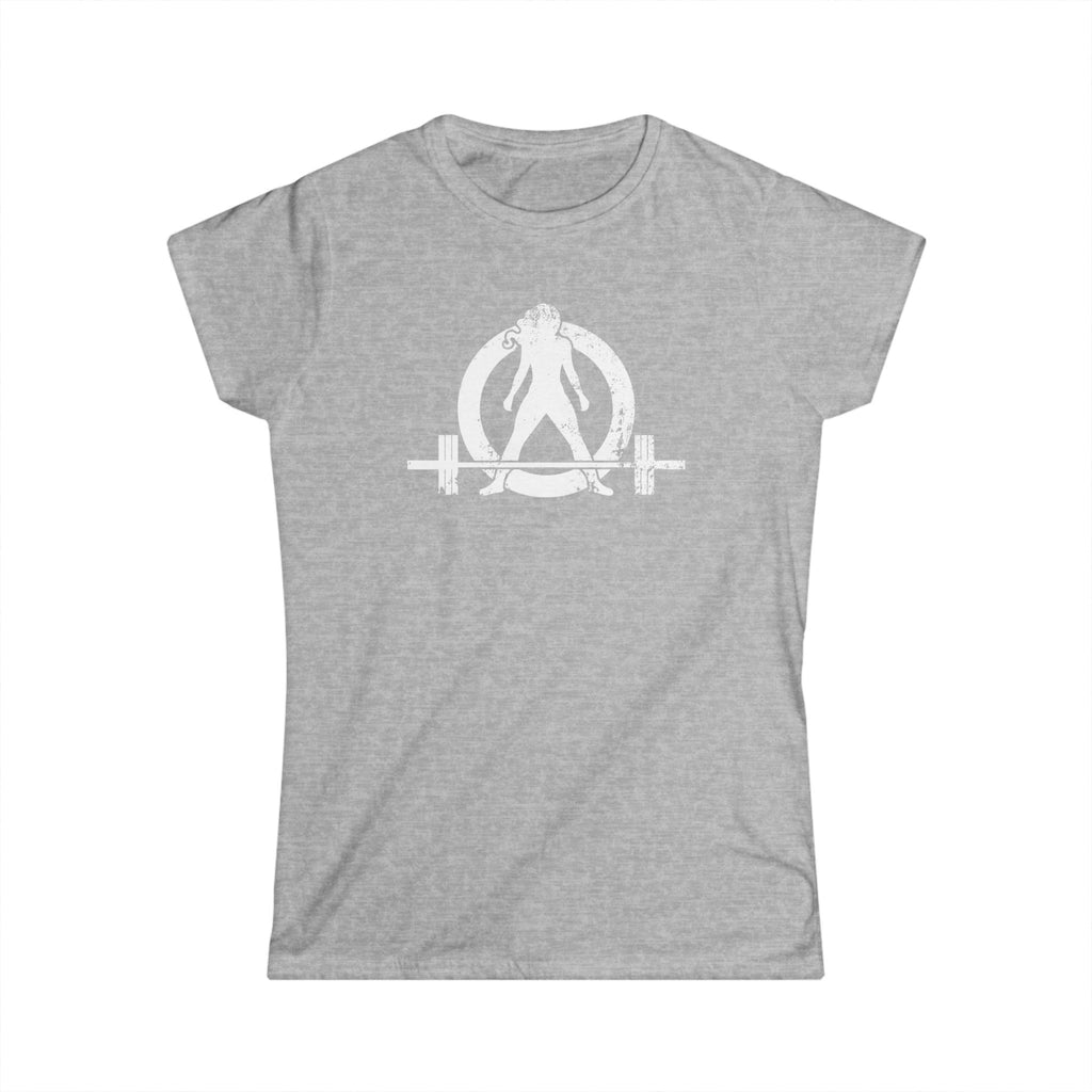 I DON'T WANT TO LOOK SKINNY I WANT TO LOOK LIKE I CAN KICK YOUR ASS - Women's Softstyle Tee - Distressed White Logo