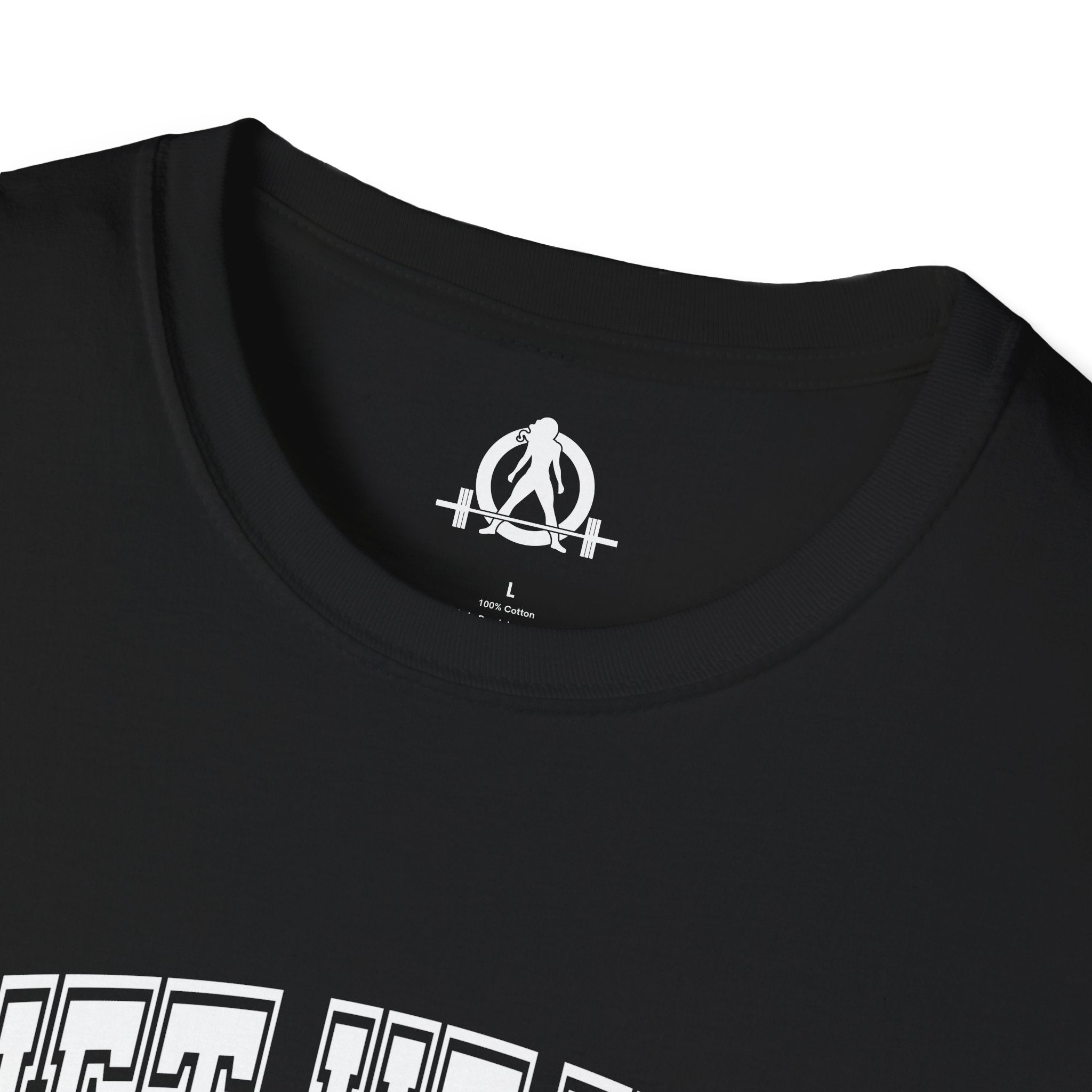 Lift Heavy Shit  - Unisex Softstyle T-Shirt - White Print on Front Plain Back