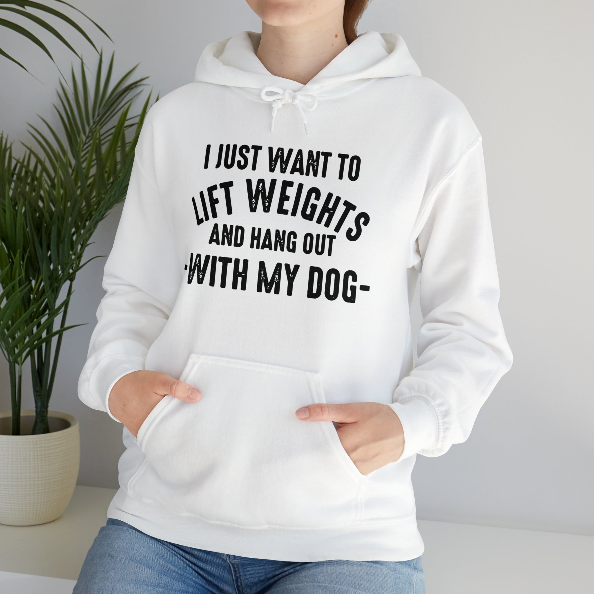 Lift Weights & Hang Out With My Dog  - Dark Logo  - Unisex Heavy Blend Hooded Sweatshirt
