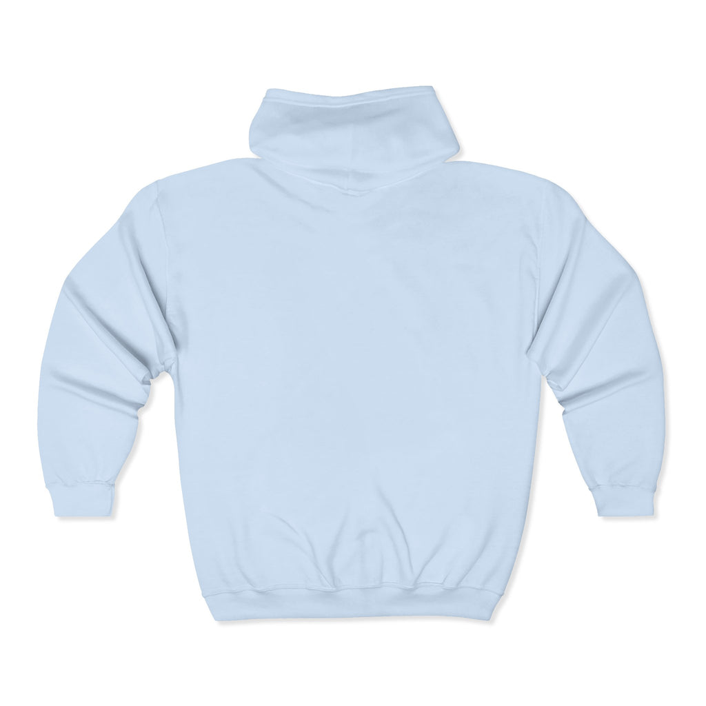 Unisex Heavy Blend™ Full Zip Hooded Sweatshirt - Distressed White Logo