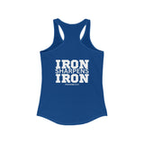 Iron Sharpens Iron - Women's Ideal Racerback Tank - White Font - Print on Front & Back