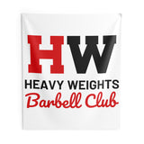 Indoor Wall Tapestries - Heavy Weights Barbell Club - White Logo