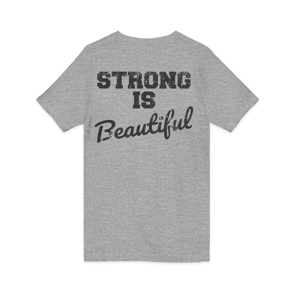 Strong Is Beautiful - Distressed Black Logo - Unisex Jersey Short Sleeve V-Neck Tee