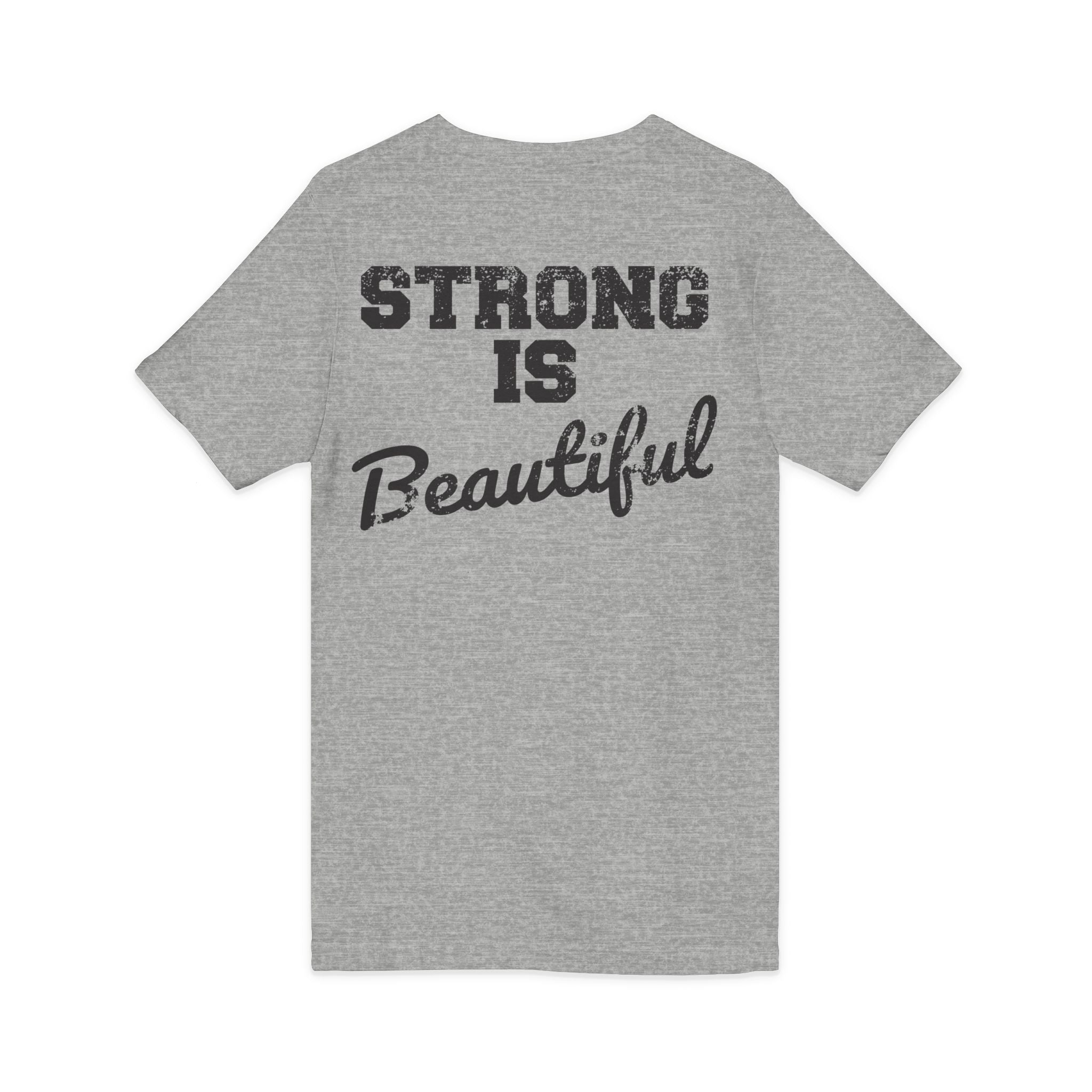 Strong Is Beautiful - Distressed Black Logo - Unisex Jersey Short Sleeve V-Neck Tee