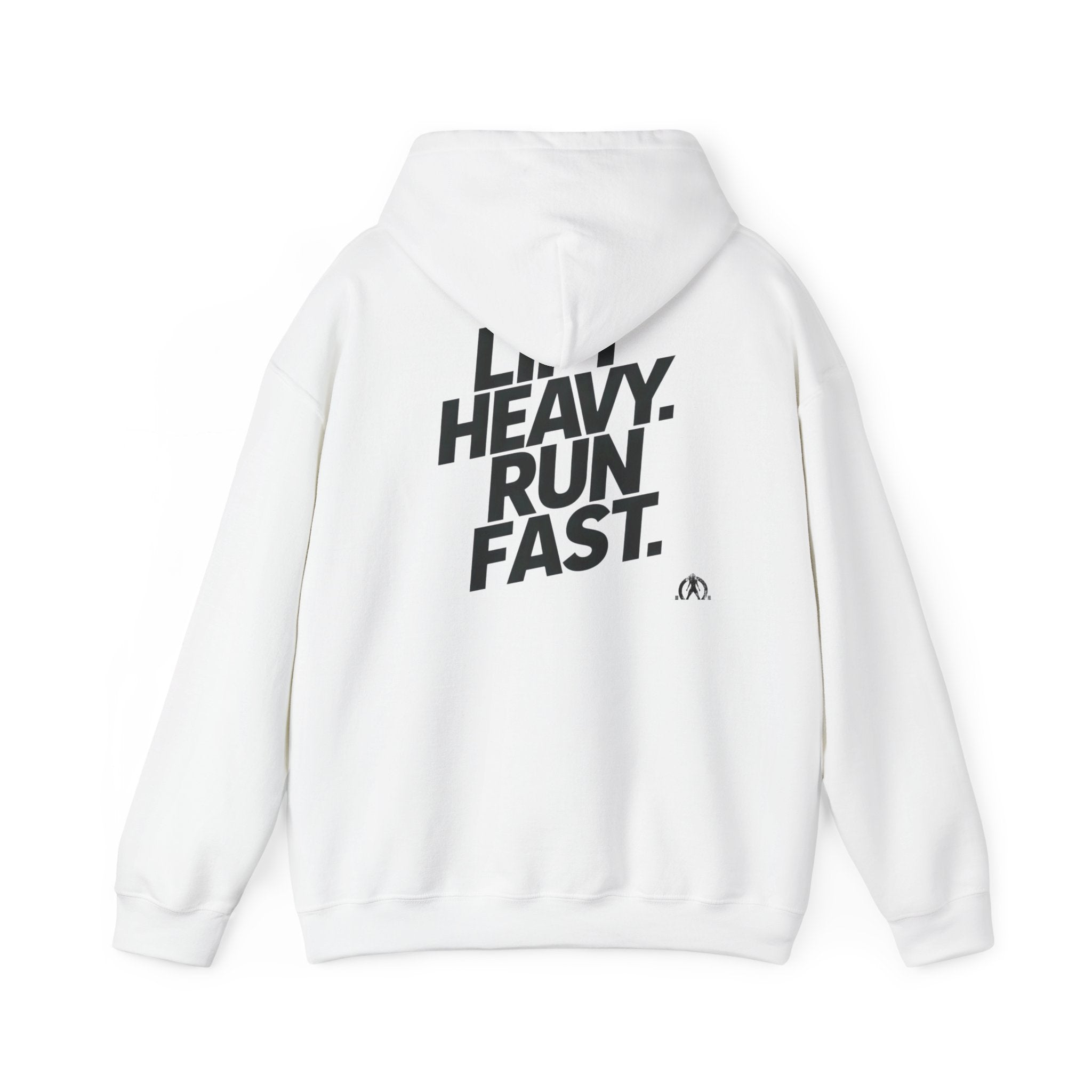 Lift Heavy Run Fast - Unisex Heavy Blend Hooded Sweatshirt  - Front & Back Black Logo