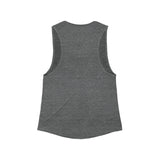Flowy Scoop Muscle Top - Black Distressed Logo