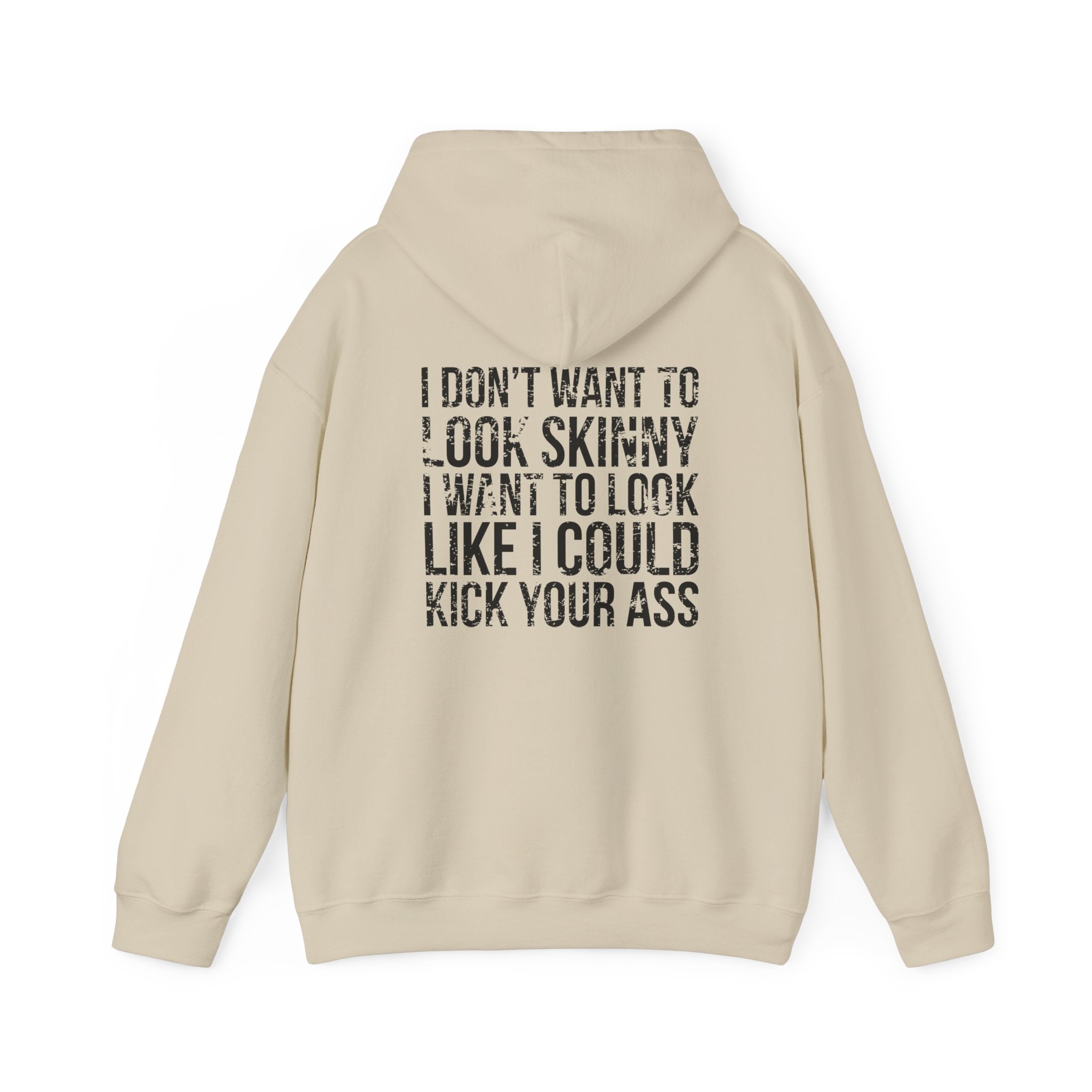Kick Your Ass - Unisex Heavy Blend Hooded Sweatshirt  - Distressed White Logo Front & Back