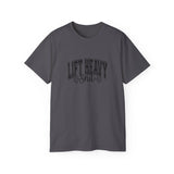 Lift Heavy Shit - Unisex Ultra Cotton Tee - Front Black Logo - Plain Back