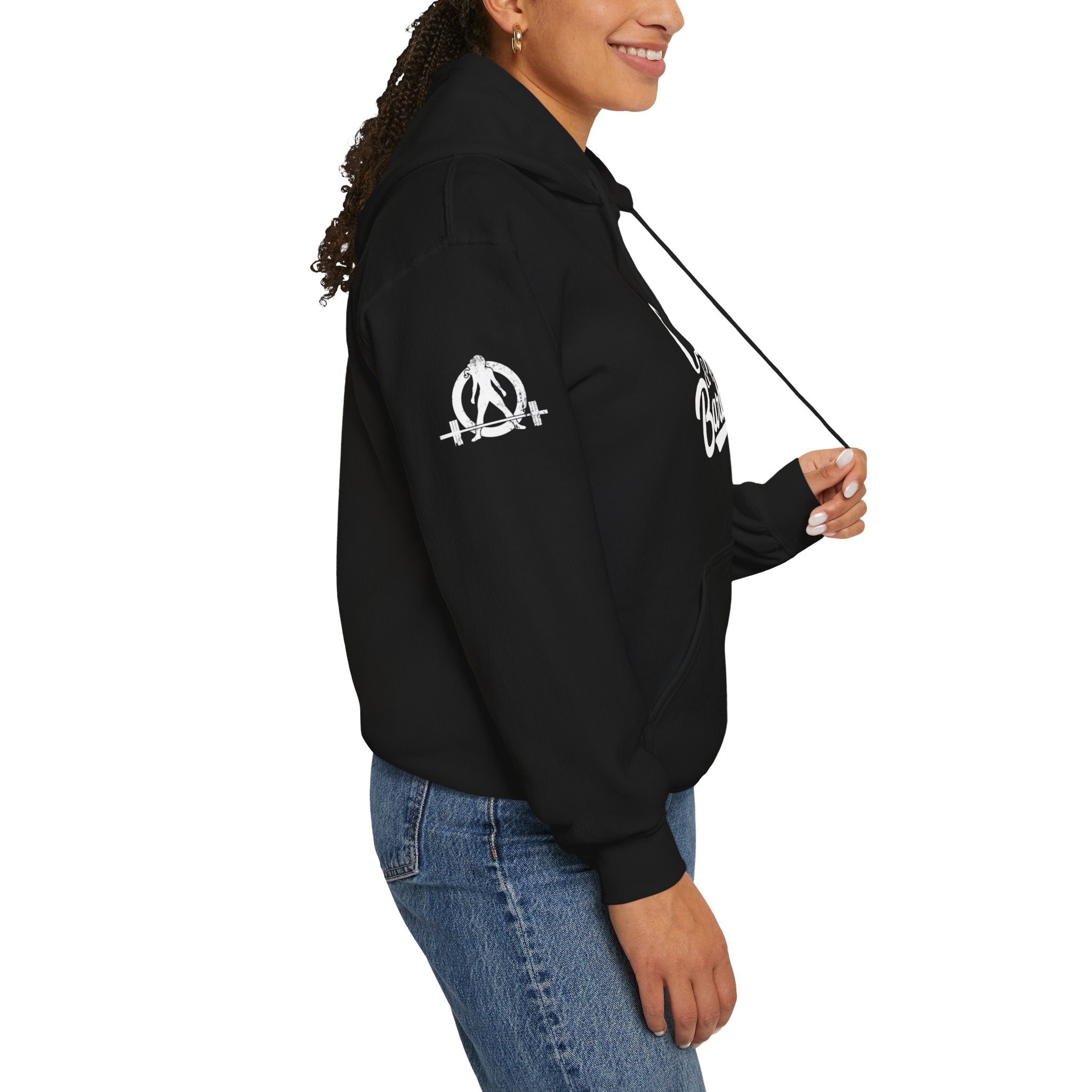 Coffee & Barbells - Unisex Heavy Blend Hooded Sweatshirt - White Logo on Front & Right Sleeve