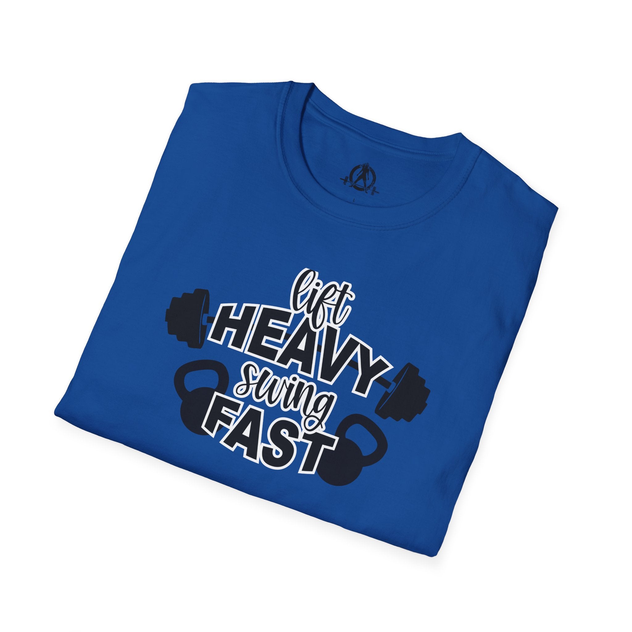 Lift Heavy Swing Fast - Unisex Softstyle T-Shirt - Front Logo Plain Back