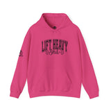 Lift Heavy Shit - Unisex Heavy Blend Hooded Sweatshirt - Black Logo on Front & Right Sleeve