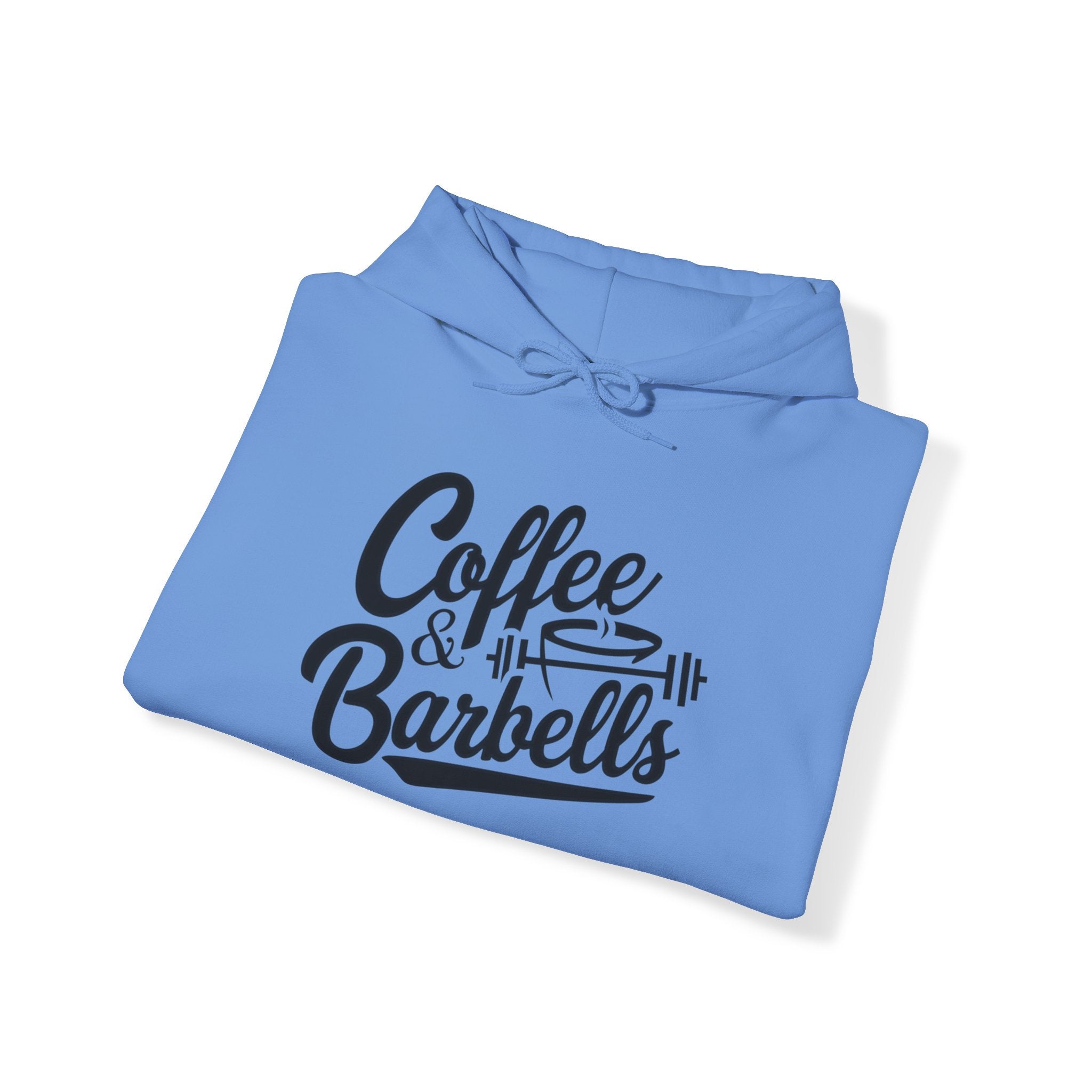 Coffee & Barbells  - Unisex Heavy Blend Hooded Sweatshirt - Black Logo on Front & Right Sleeve