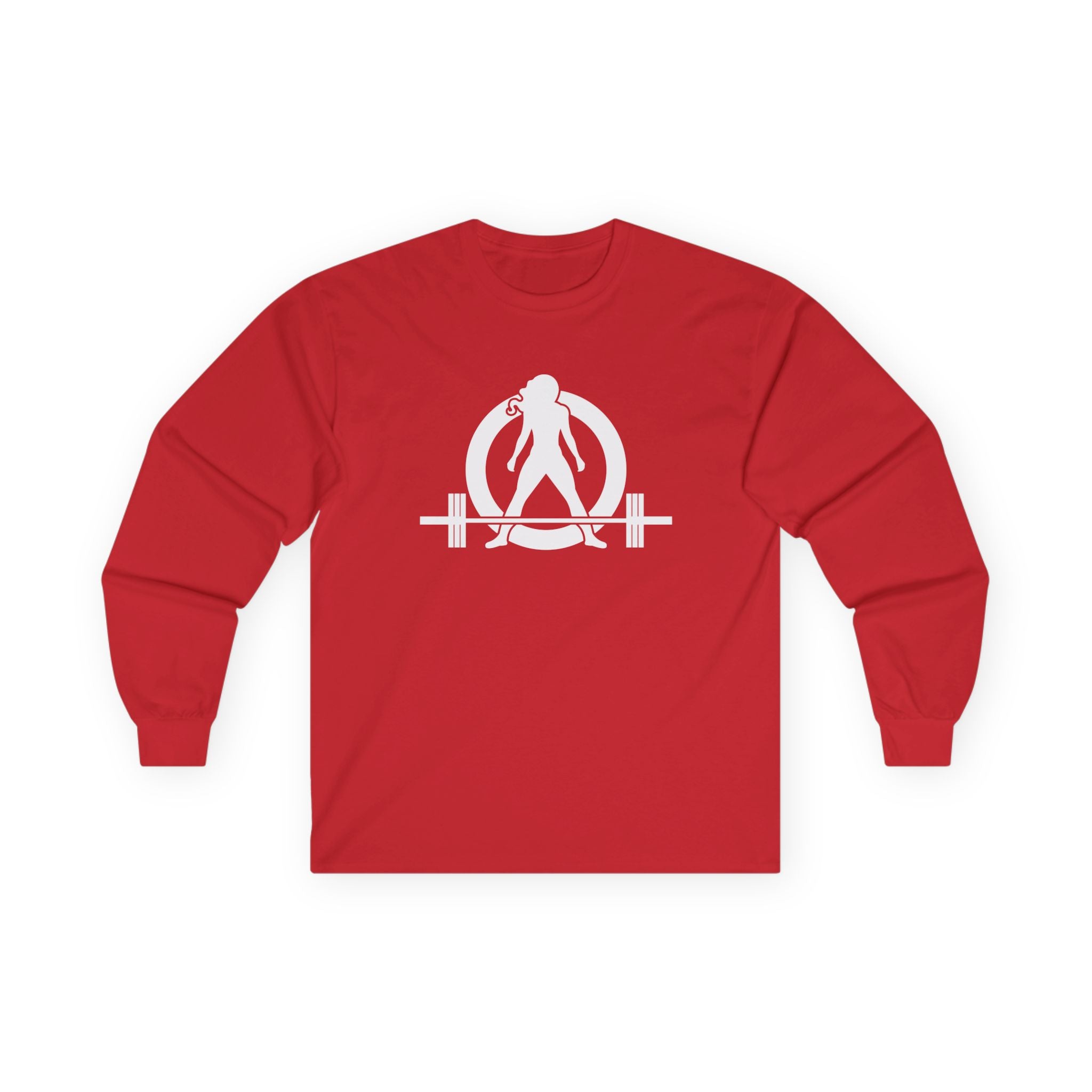 Lift Heavy Run Fast - Ultra Cotton Long Sleeve Tee - White Logo Front & Back