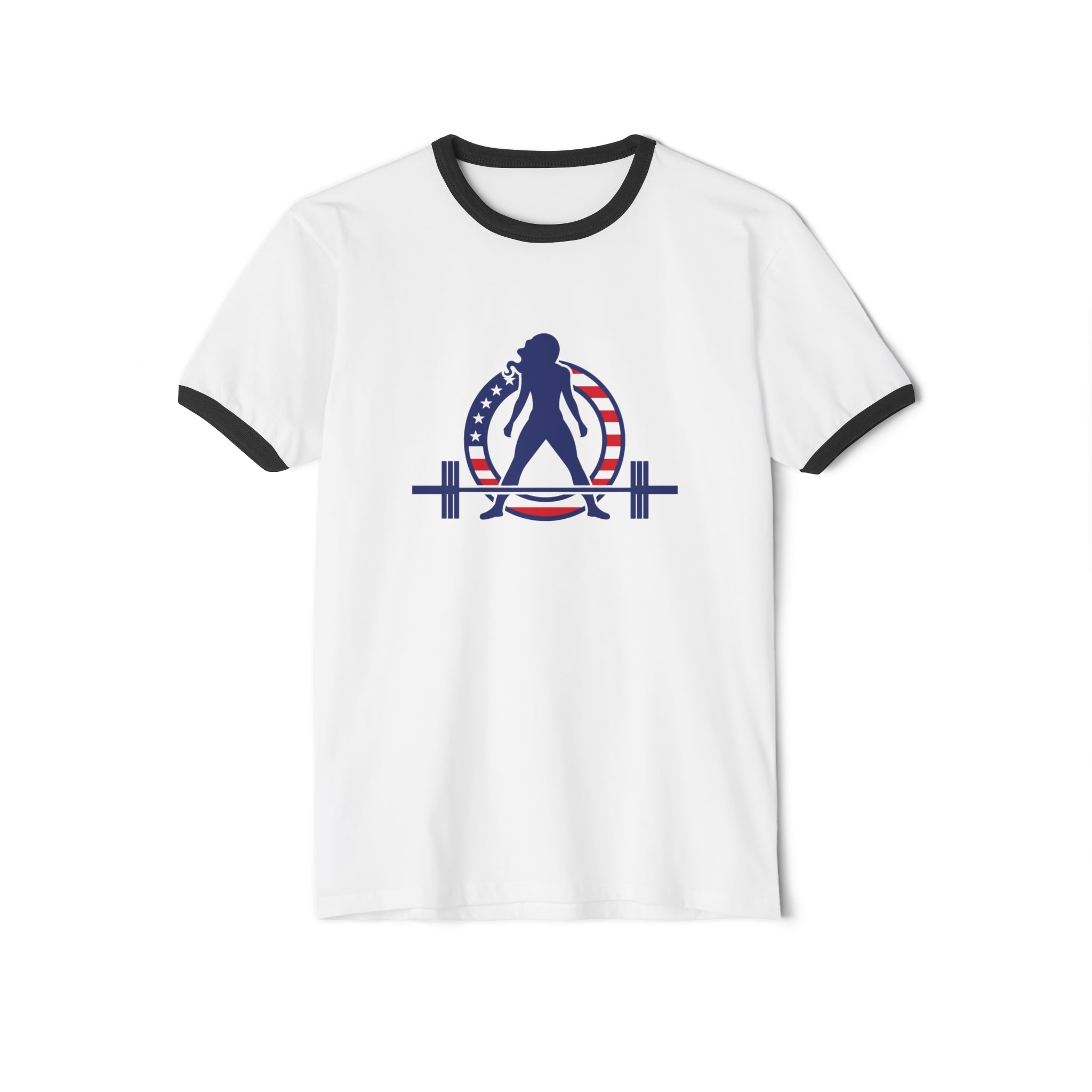 USA Collection - Unisex Cotton Ringer T-Shirt - Logo Front Plain Back