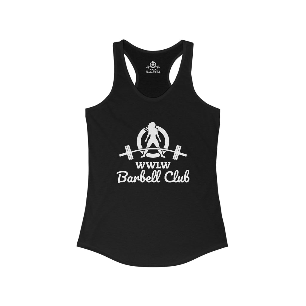 WWLW Barbell Club - Women's Ideal Racerback Tank - White Logo