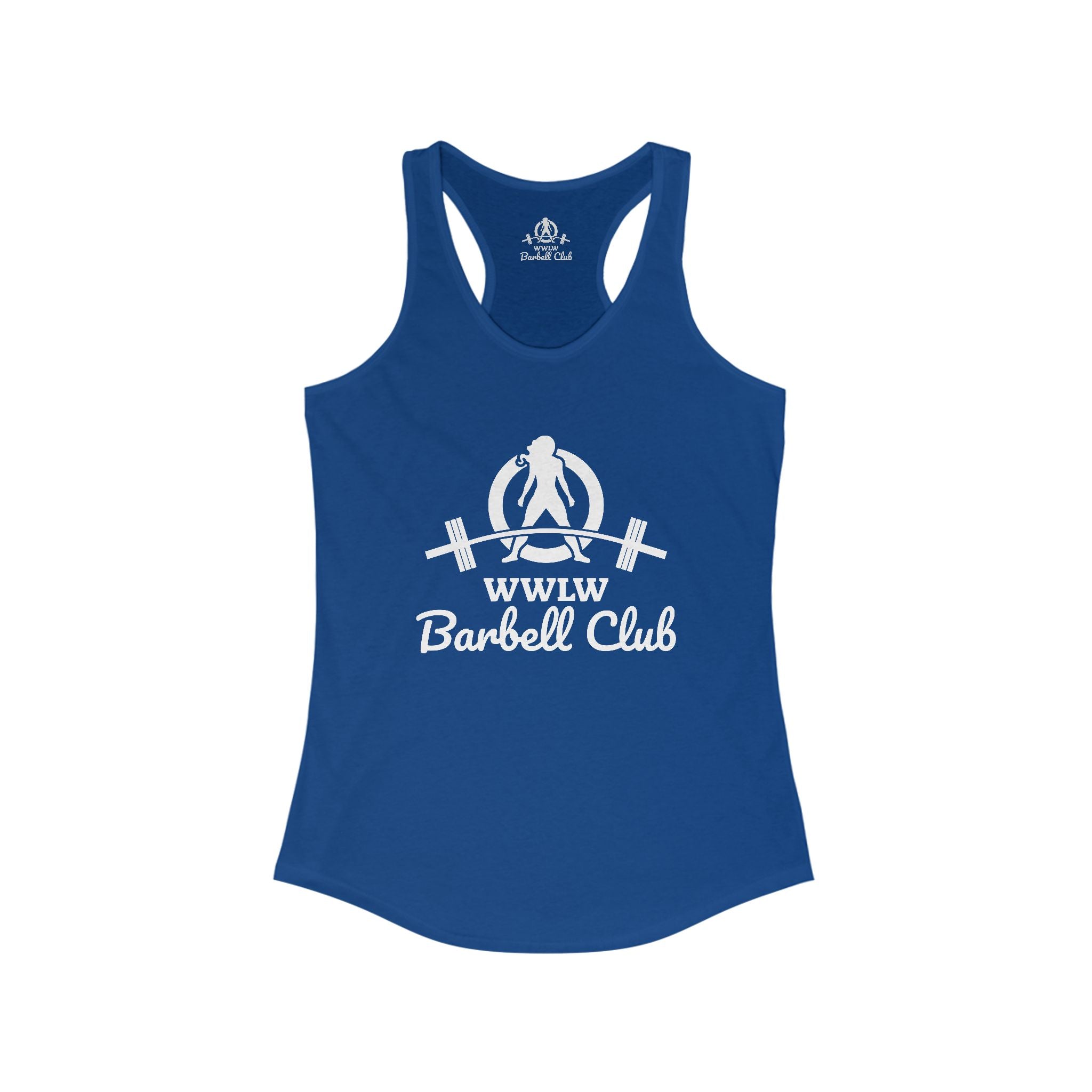 WWLW Barbell Club - Women's Ideal Racerback Tank - White Logo