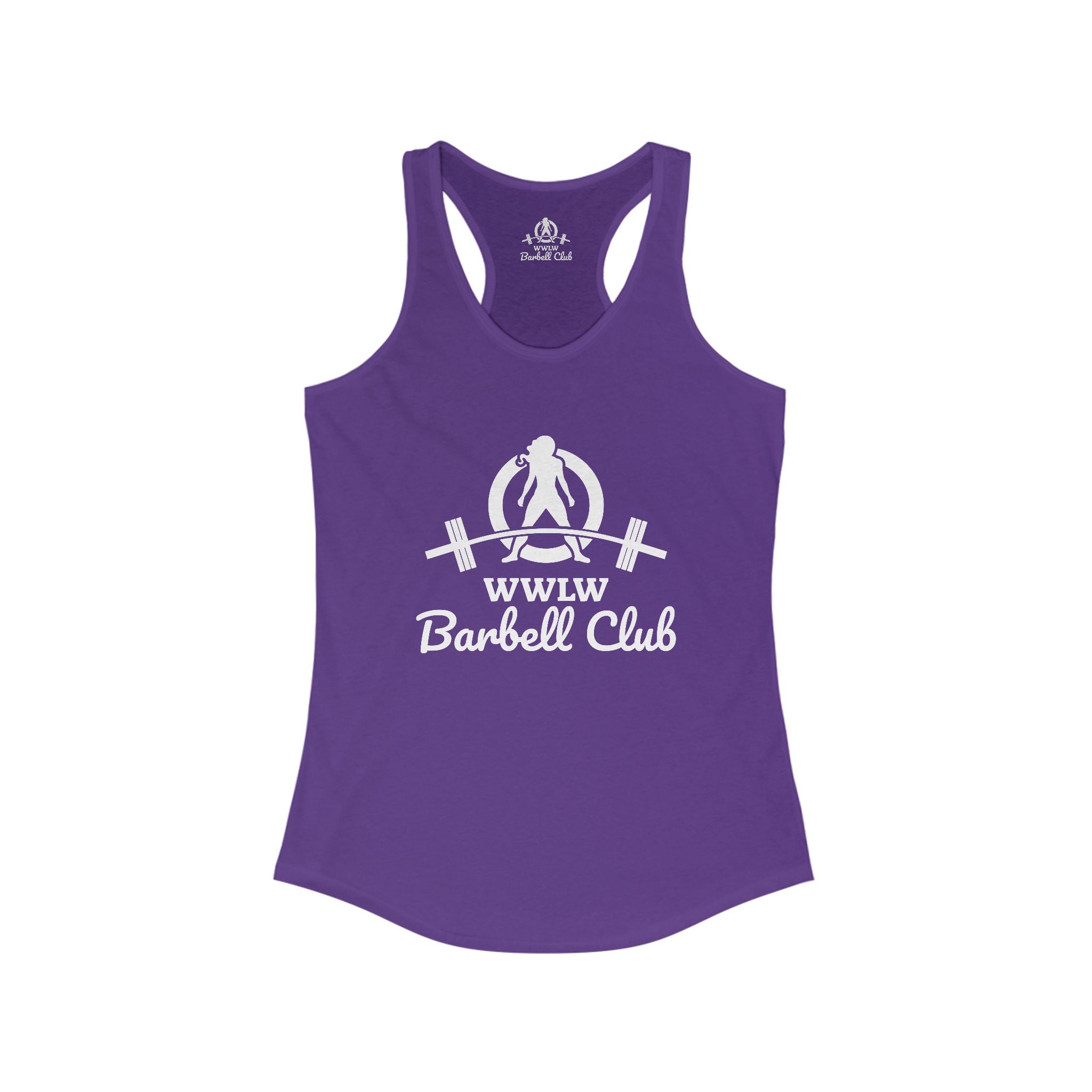 WWLW Barbell Club - Women's Ideal Racerback Tank - White Logo