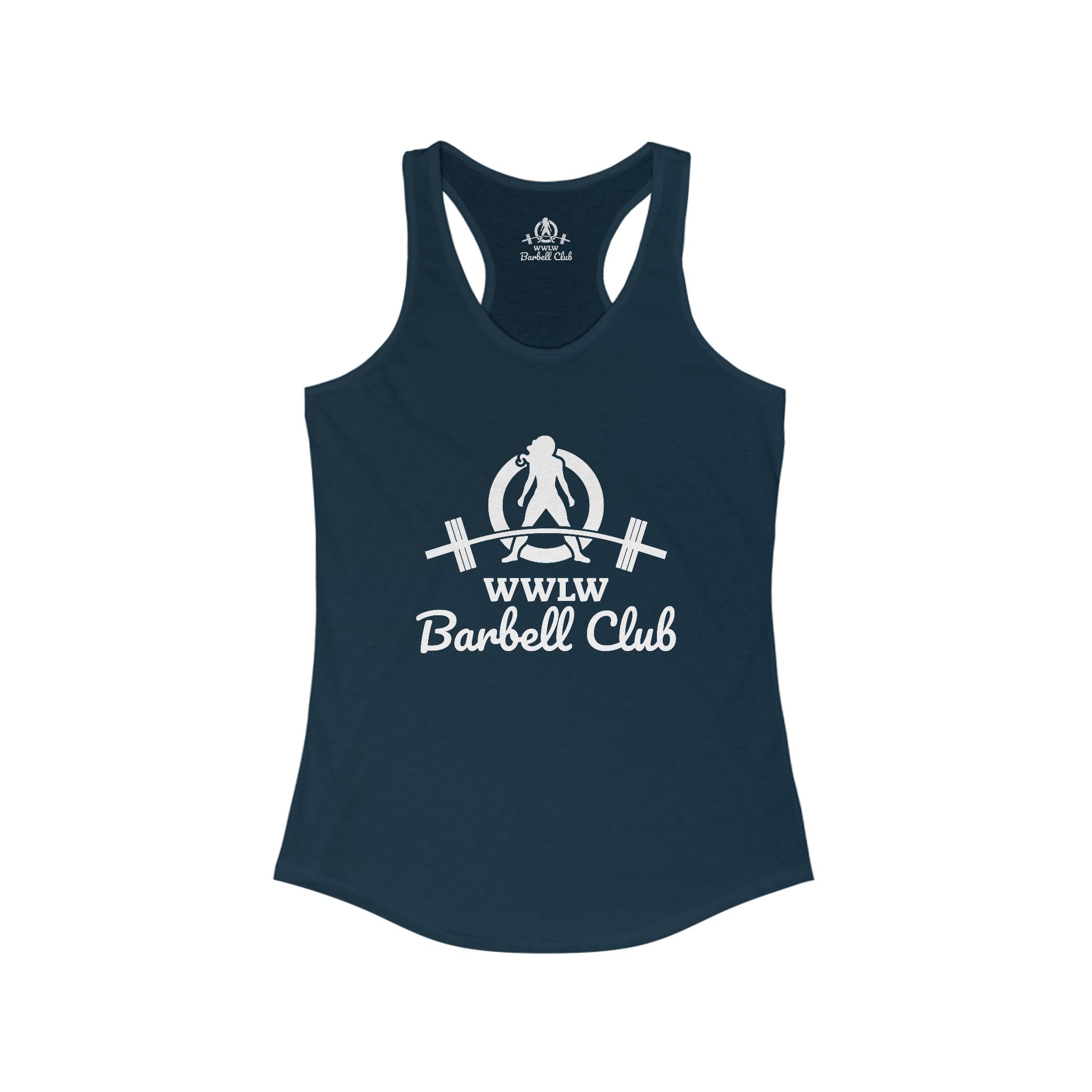 WWLW Barbell Club - Women's Ideal Racerback Tank - White Logo
