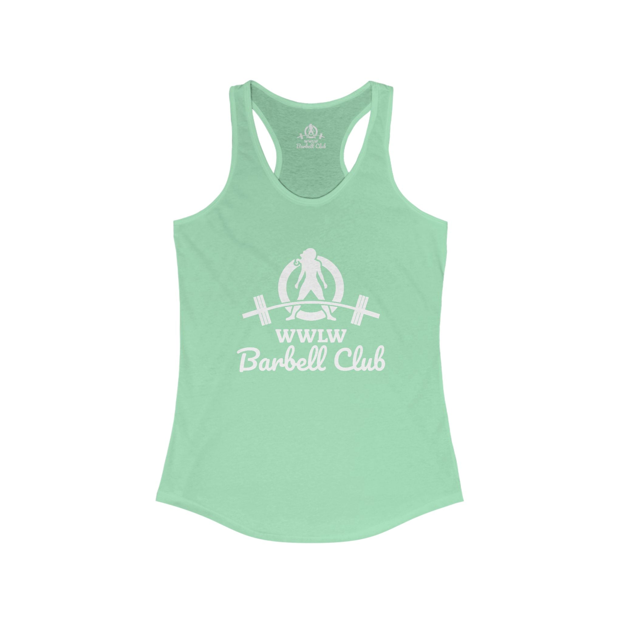 WWLW Barbell Club - Women's Ideal Racerback Tank - White Logo