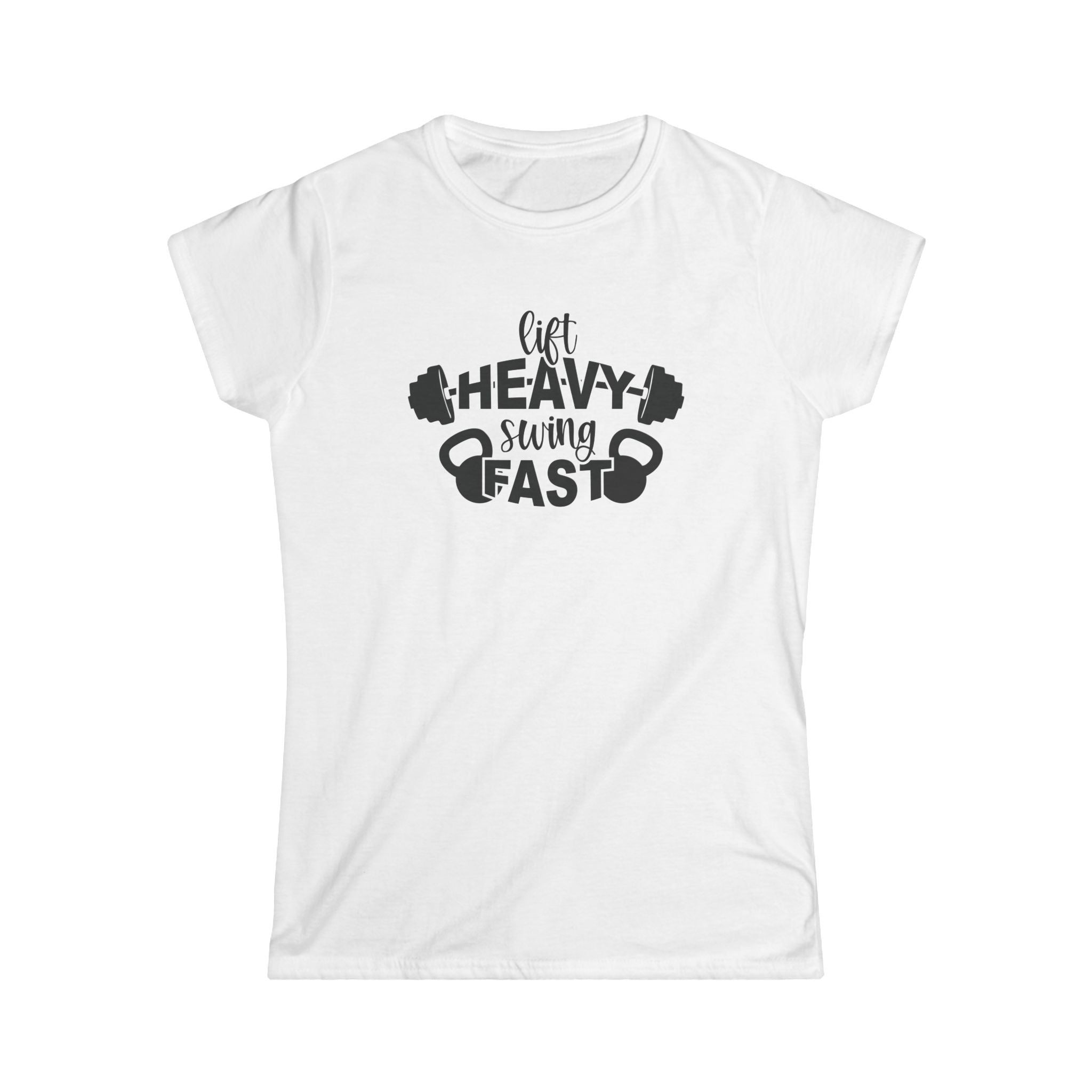Lift Heavy Swing Fast - Women's Softstyle Tee - Black Logo