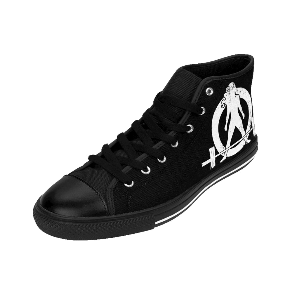 Women's Classic Sneakers - Black - Distressed White Logo