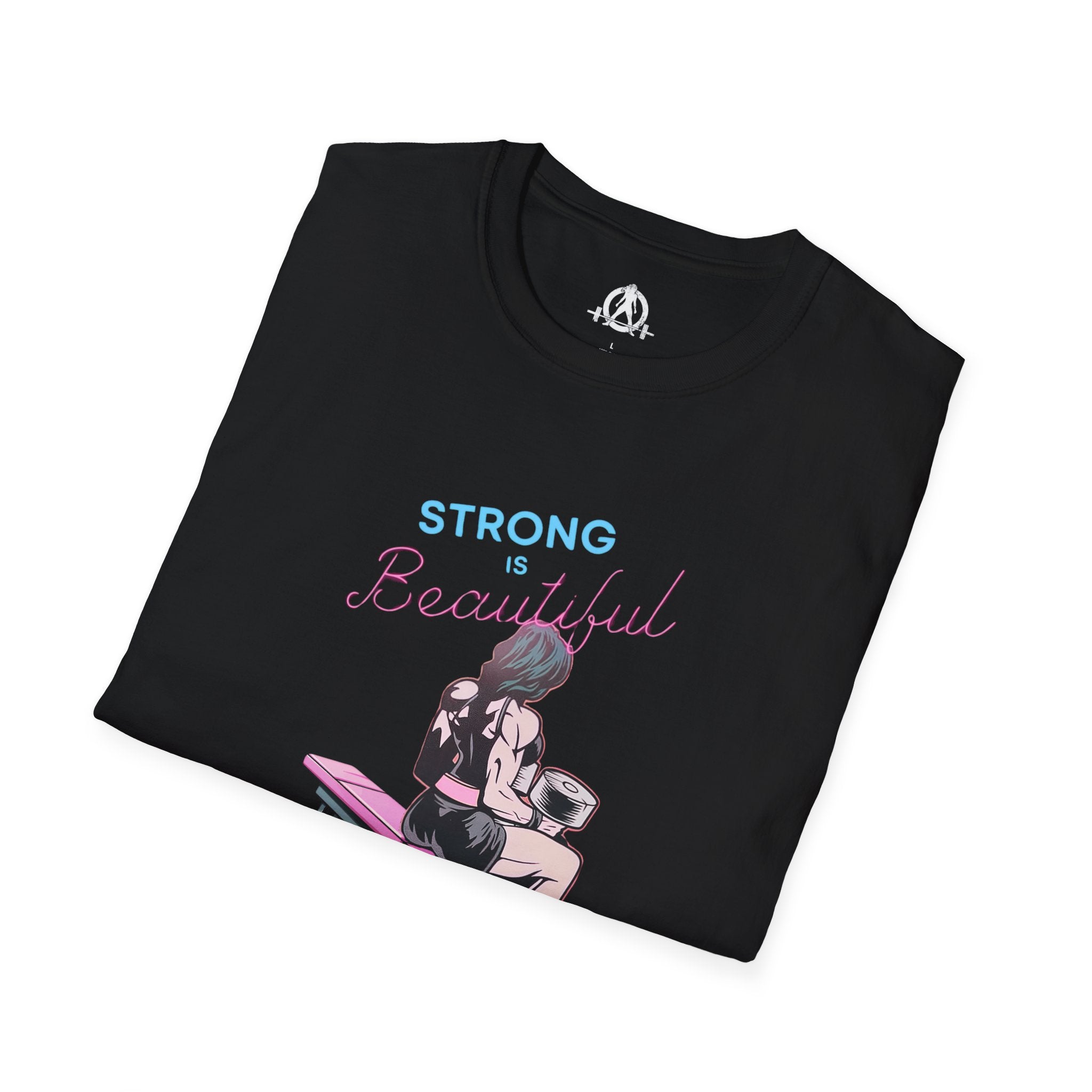 Strong Is Beautiful - Comic - Unisex Softstyle T-Shirt - White Print on Front Plain Back