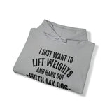 Lift Weights & Hang Out With My Dog  - Dark Logo  - Unisex Heavy Blend Hooded Sweatshirt