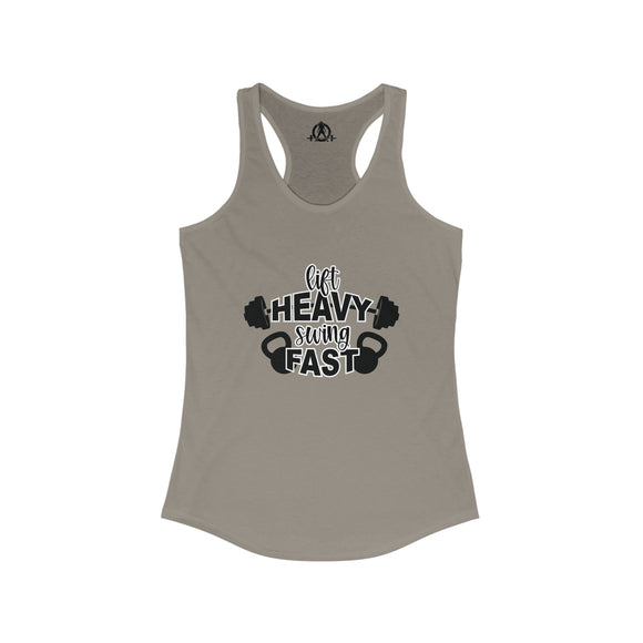 Lift Heavy Swing Fast - Women's Ideal Racerback Tank - Black Logo