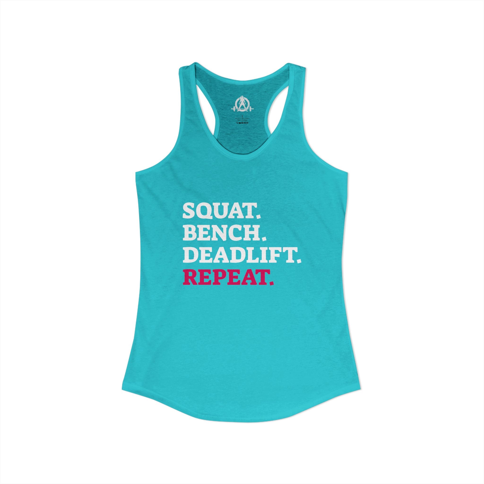 Squat Bench Deadlift Repeat - Women's Ideal Racerback Tank - Logo Front & Back
