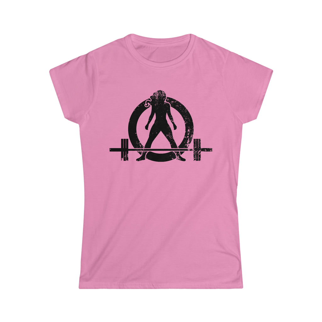 Good Girls Tone, Bad Girls Deadlift - Distressed Dark Logo - Women's Softstyle Tee