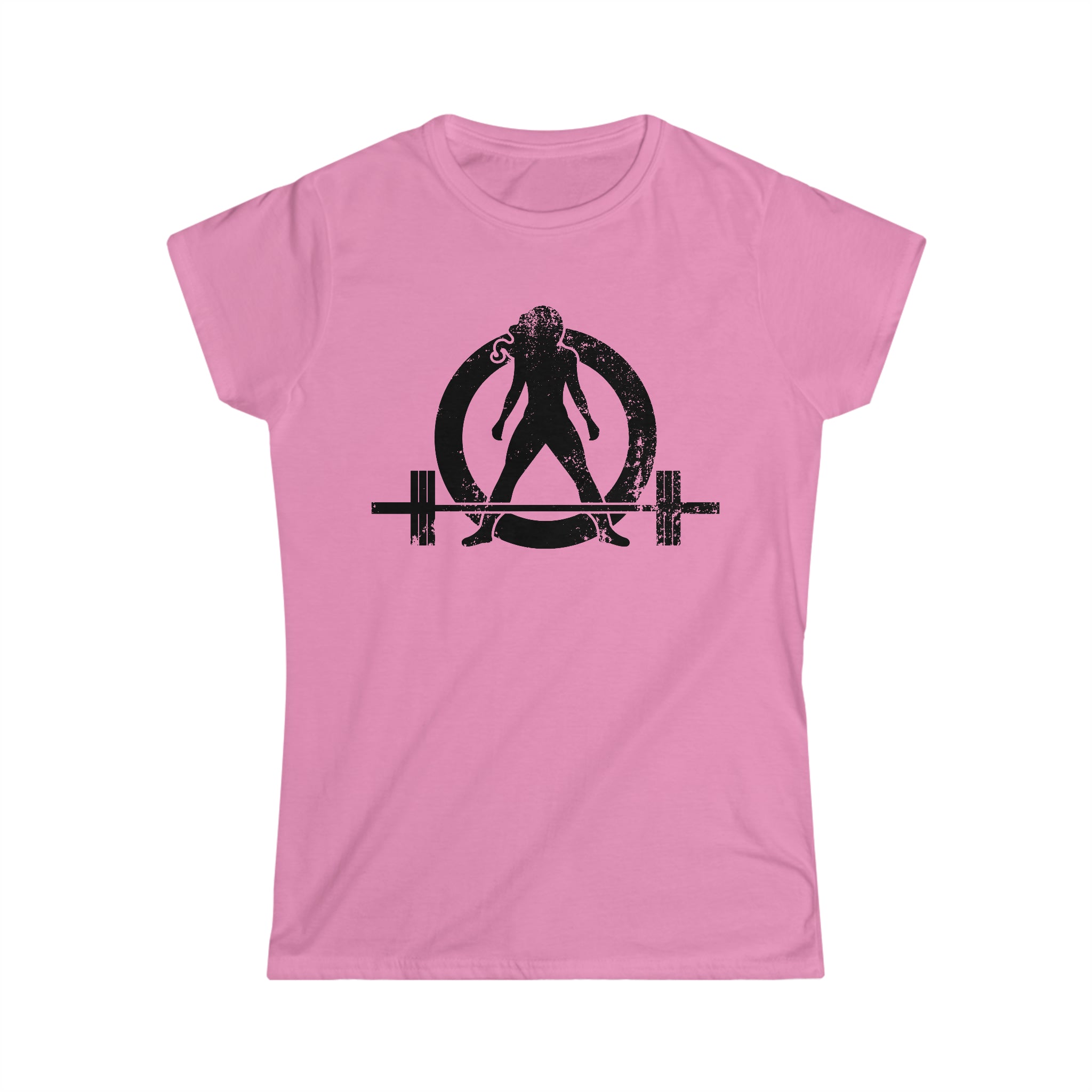 Good Girls Tone, Bad Girls Deadlift - Distressed Dark Logo - Women's Softstyle Tee