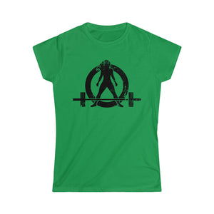 Good Girls Tone, Bad Girls Deadlift - Distressed Dark Logo - Women's Softstyle Tee